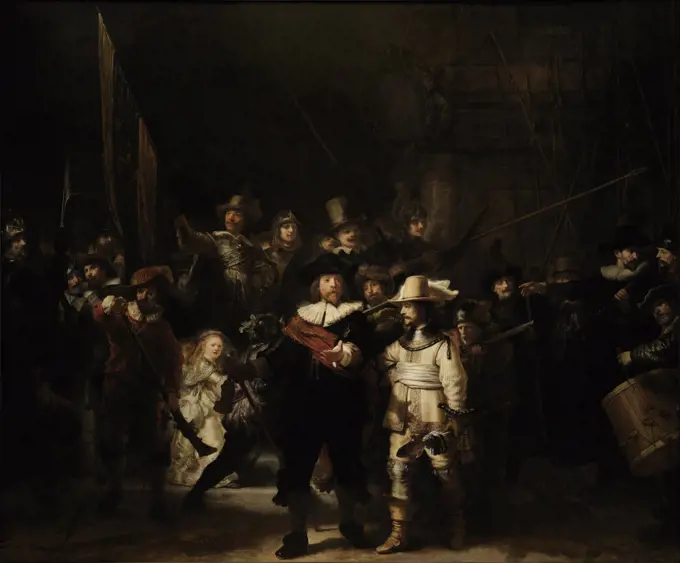 Talking men by Rembrandt van Rhijn, oil on canvas, 1642, 1606-1669, Holland, Amsterdam, Rijksmuseum, 363x437