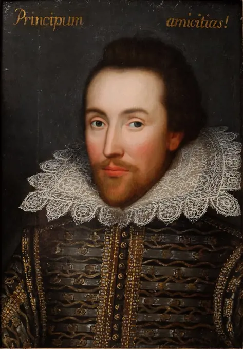 Portrait of William Shakespeare by Anonymous, oil on canvas, 1610, Private Collection