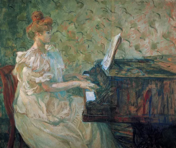Misia Natanson at the Piano, Toulouse-Lautrec, Henri, de (1864-1901)