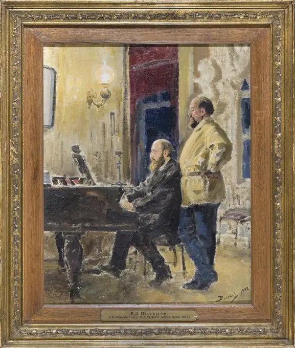 Pyotr Antonovich Spiro at piano and Savva Mamontov, Polenov, Vasili Dmitrievich (1844-1927)