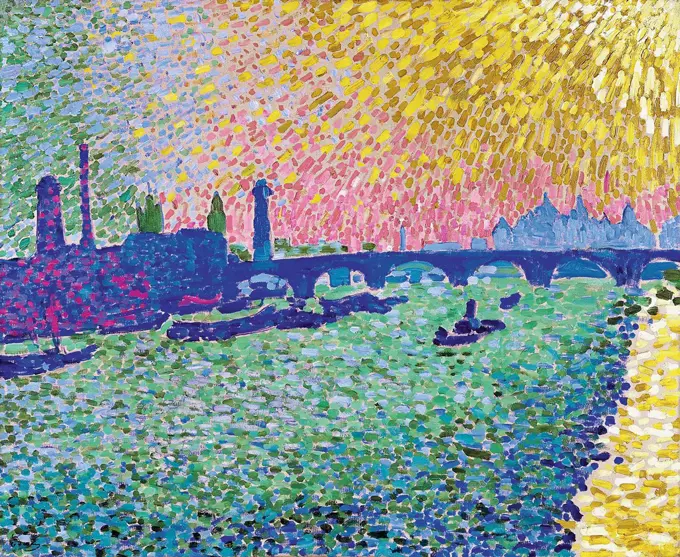 Waterloo Bridge by Derain, Andre (1880-1954) Thyssen-Bornemisza Collections 1906 Oil on canvas 80,5x101 France Fauvism Landscape Painting