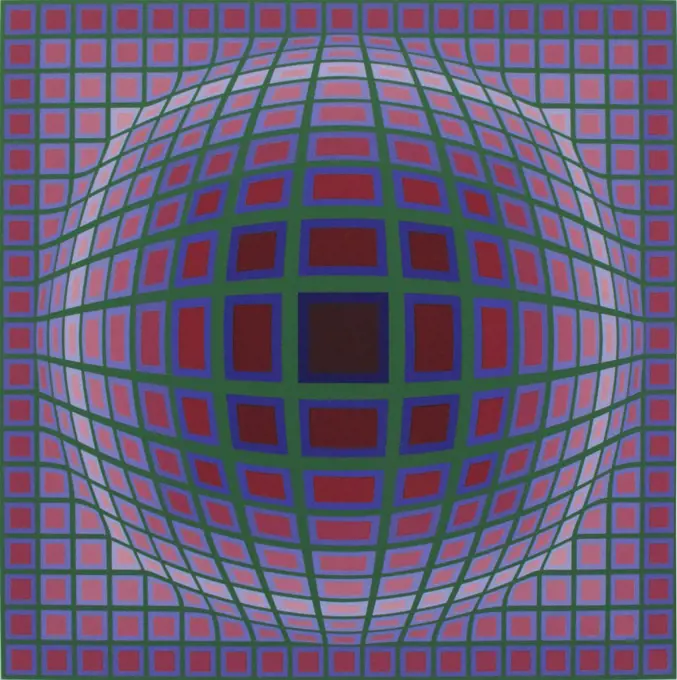 Vasarely (1906-1997) Private Collection 1985 61,7x61,7 Serigraph Op Art France Abstract Art 