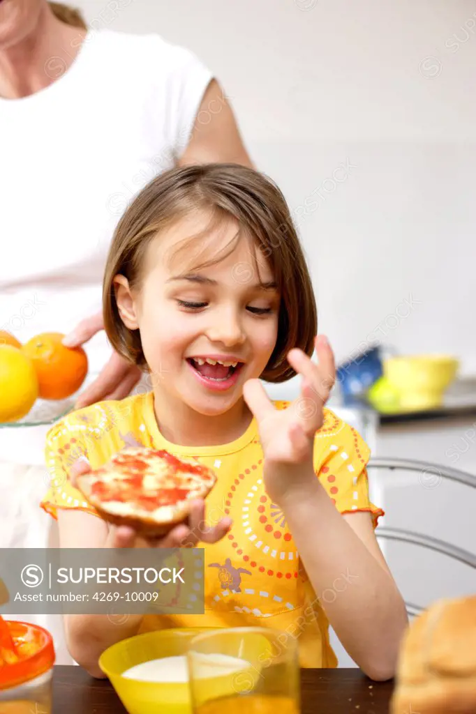 Child having breakfast or snack.