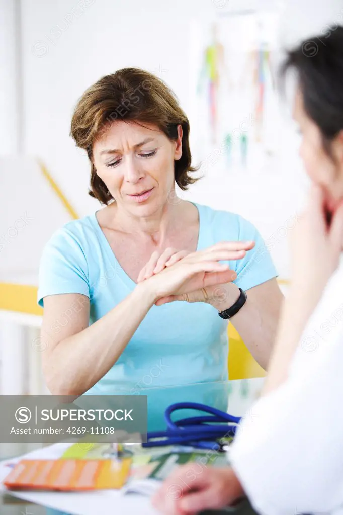 Woman consulting for a painful wrist.