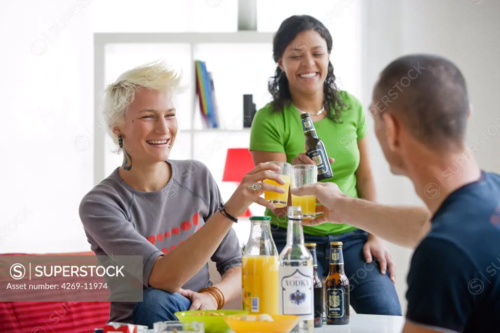 Young people drinking alcohol.