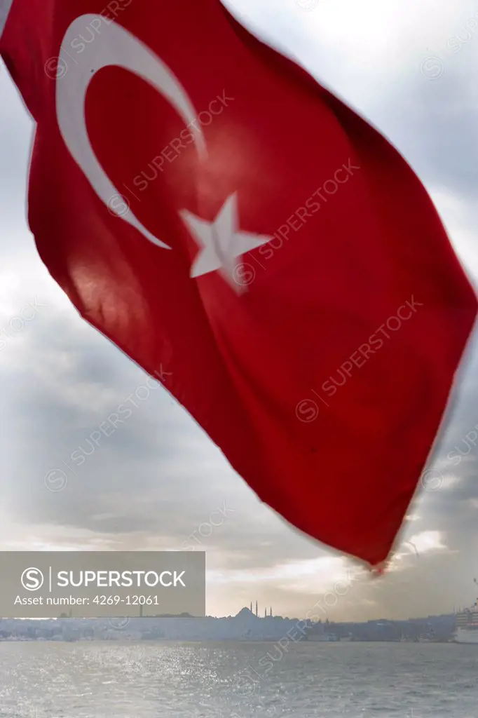 Turkish flag, Istanbul, Turkey.
