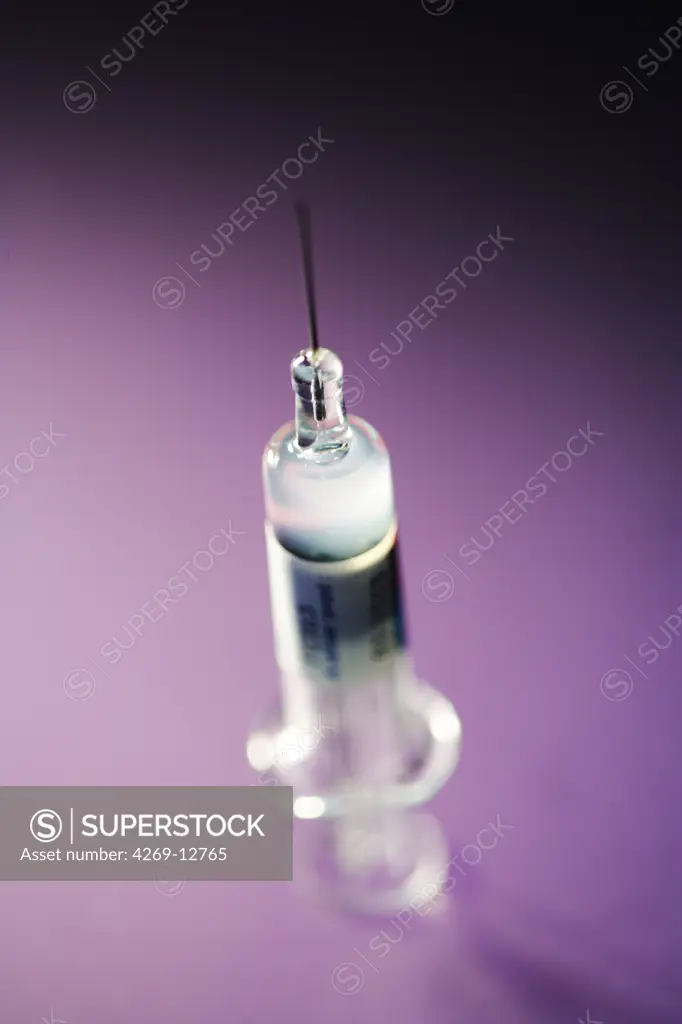 Close up of a syringe.