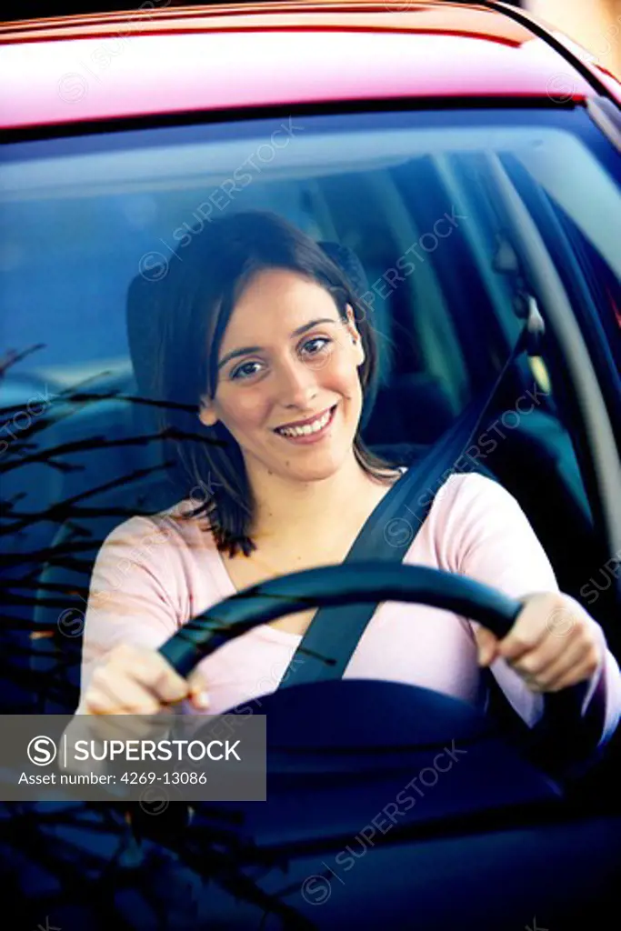 Woman car driving.