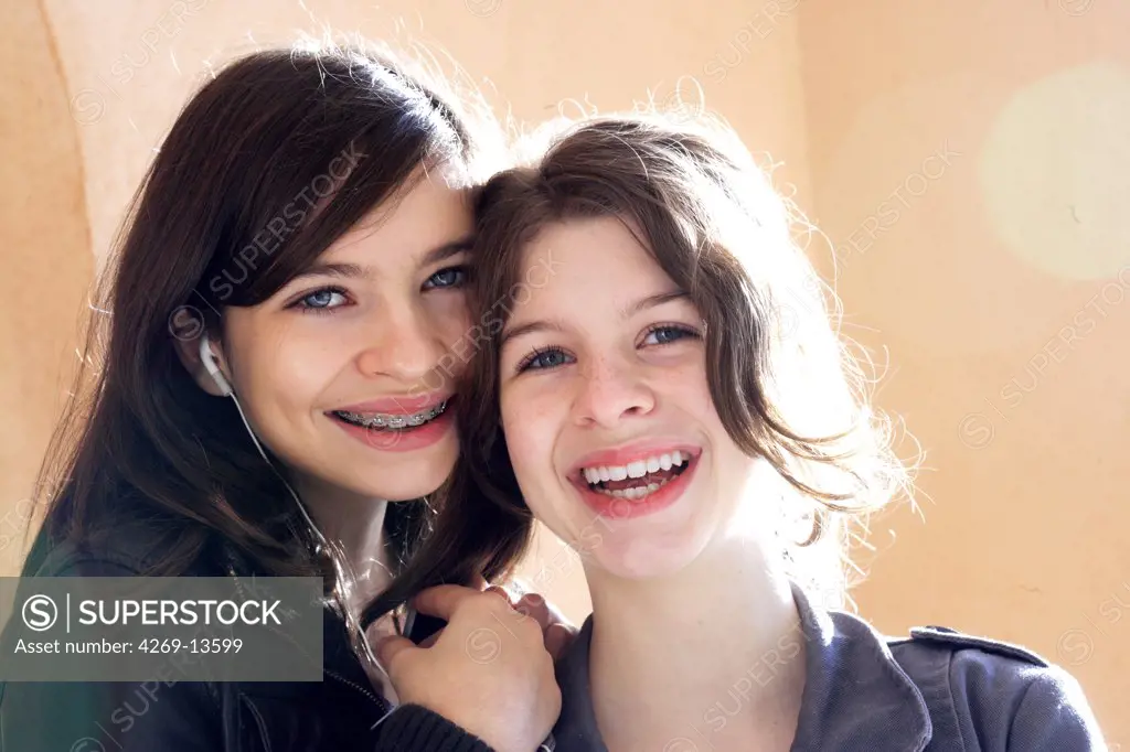 Portrait of two teenage sisters.