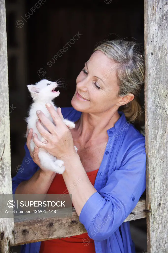 Woman with a cat.