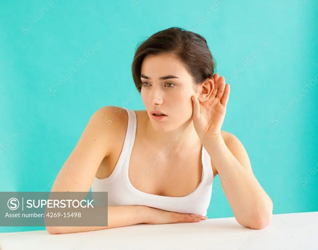 Woman with hearing problems.
