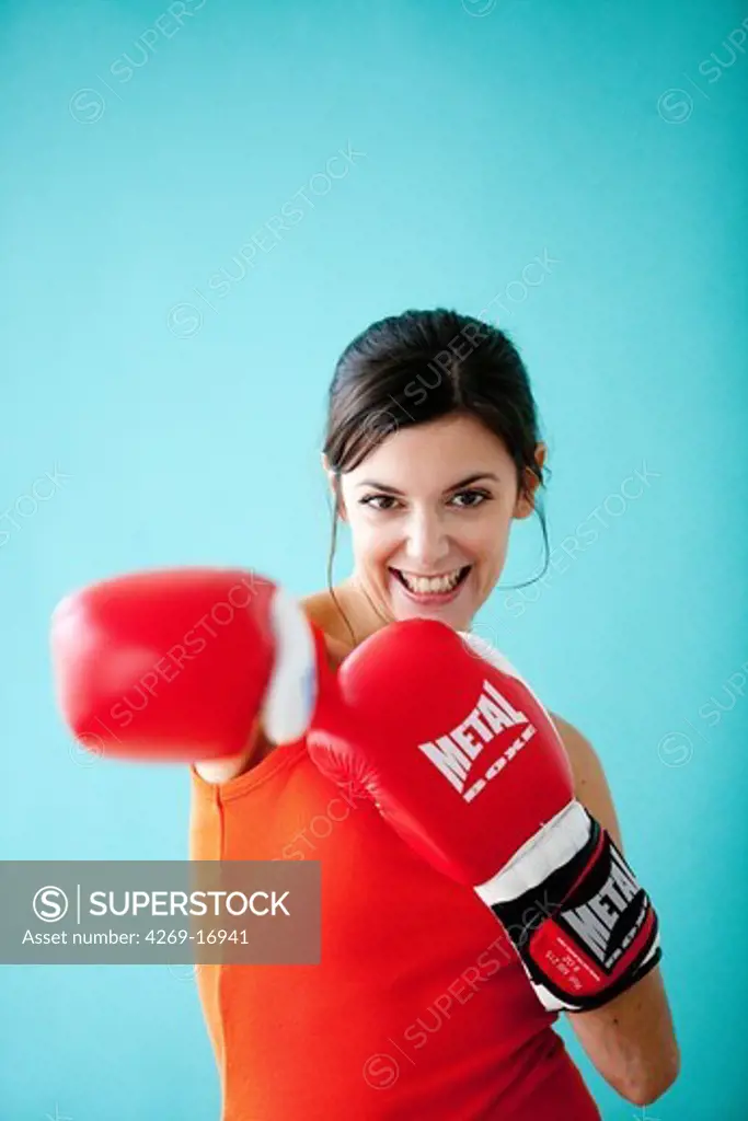 Woman boxing.