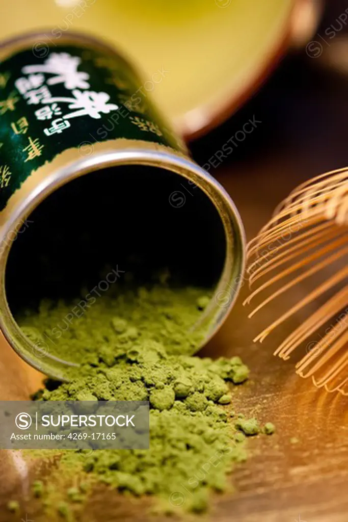 Matcha, powdered Japanese green tea.