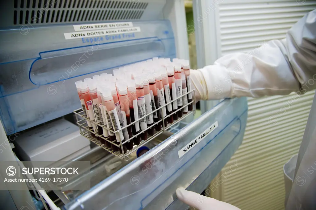 Cryopreservation of blood samples and extracts of DNA. Human Molecular Oncology laboratory of Oscar Lambret cancerology center, Lille, France.