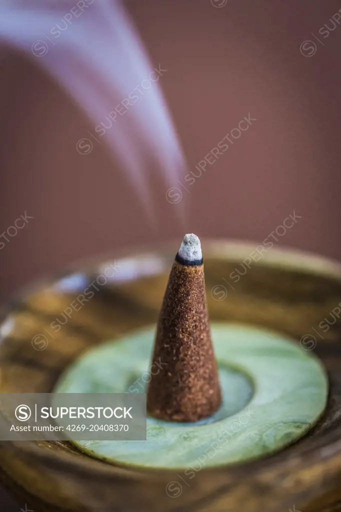 Burning incense cone.