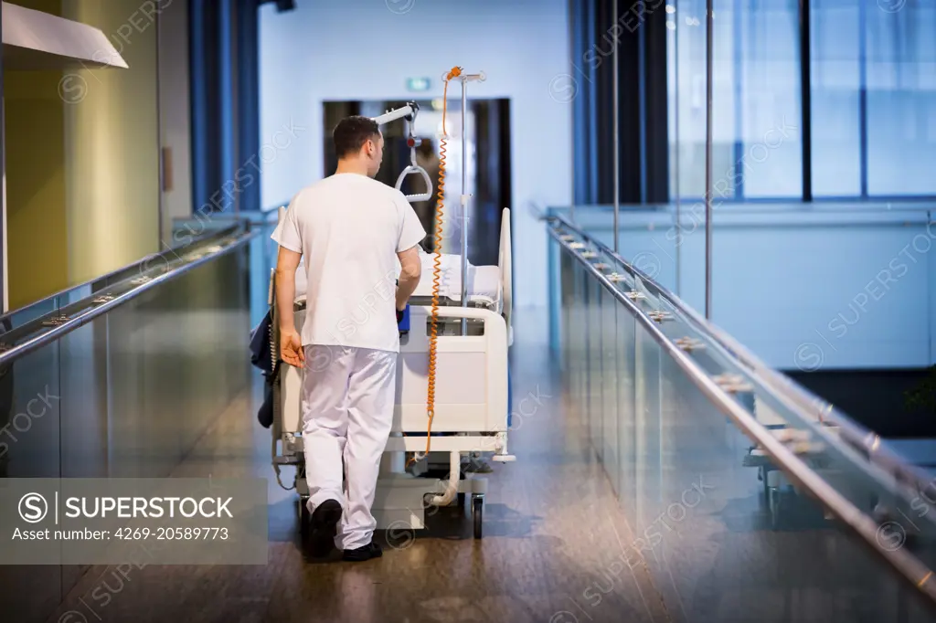 Stretchers in the corridors at hospital.