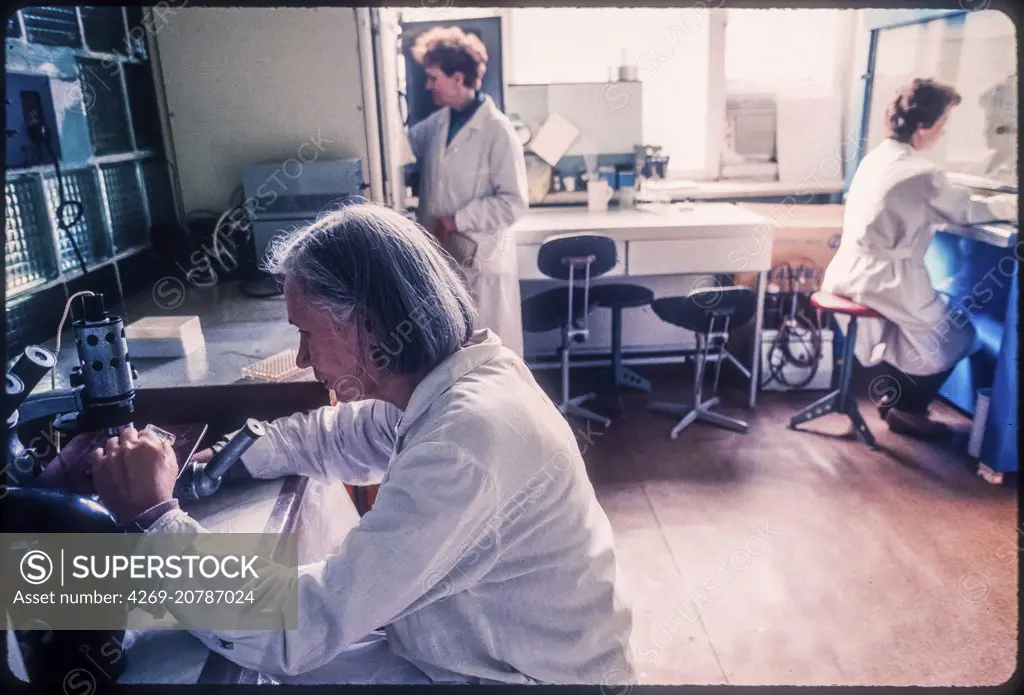 Kiev Academy of Sciences, Pr team Gluzman, research the effects of radioactivity on blood cells, Ukraine, May 1995.
