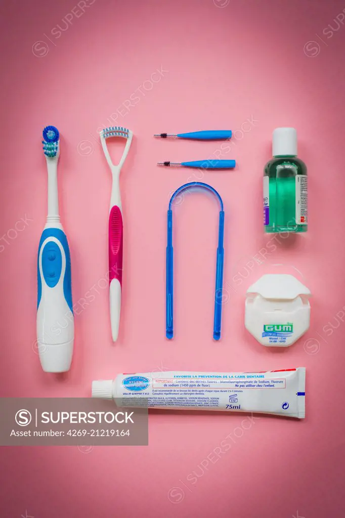 Mouthwash, dental floss, toothbrushes and toothpaste, mouthwash and interdental brushes.