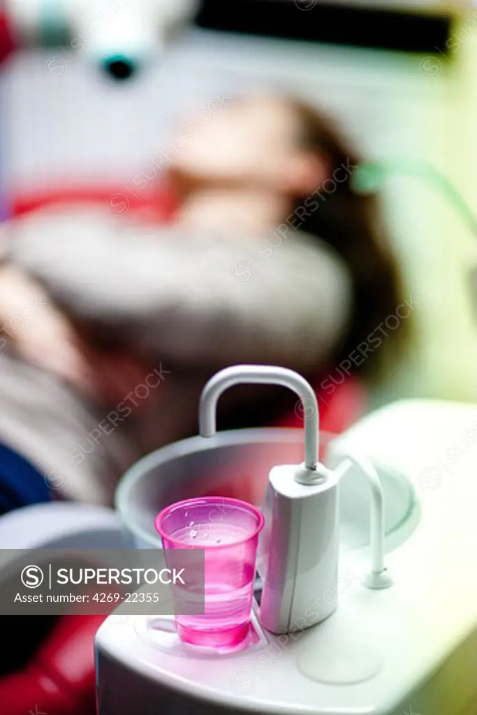 Woman undergoing a dental examination.