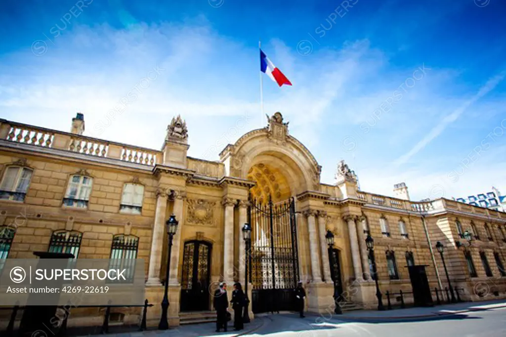 Front of the official residence of the president of the French republic.