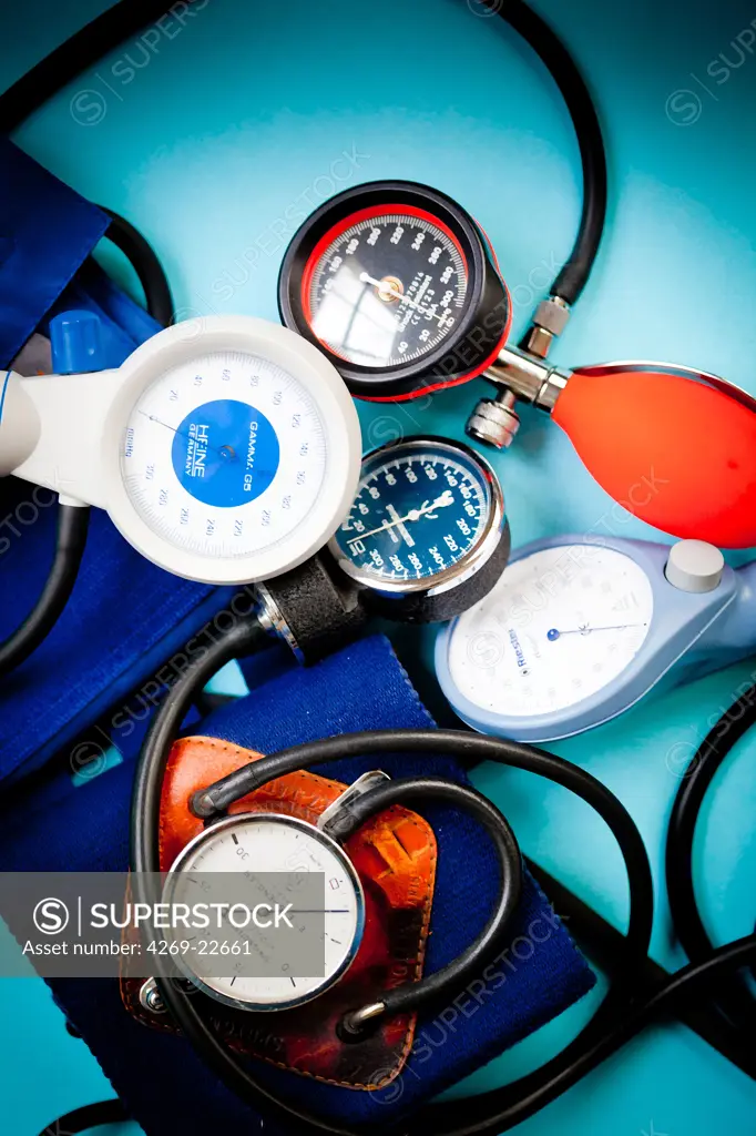 Blood pressure gauges.