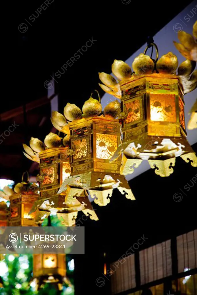 Lanterns at a temple, Japan.