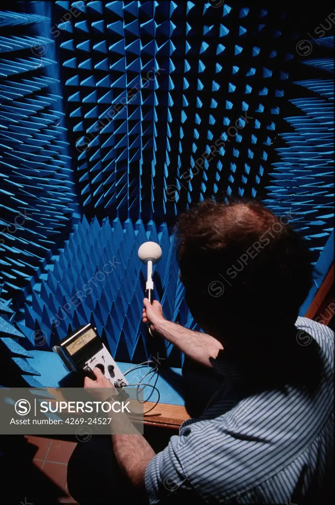 Electromagnetic radiation. Radiation measurement on rat in an anechoic chamber