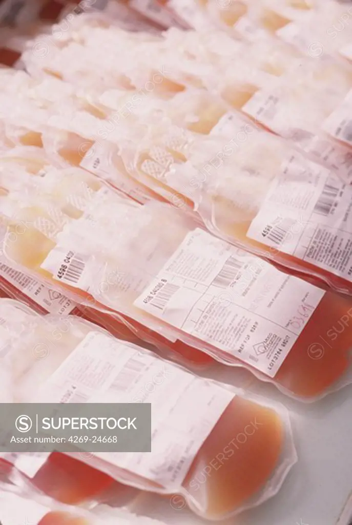 Blood transfusion. Plasma bag