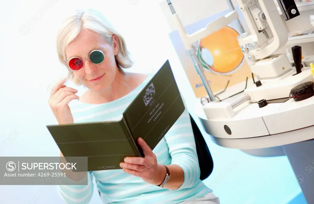 Ophthalmology. Woman undergoing eye and sight examination.
