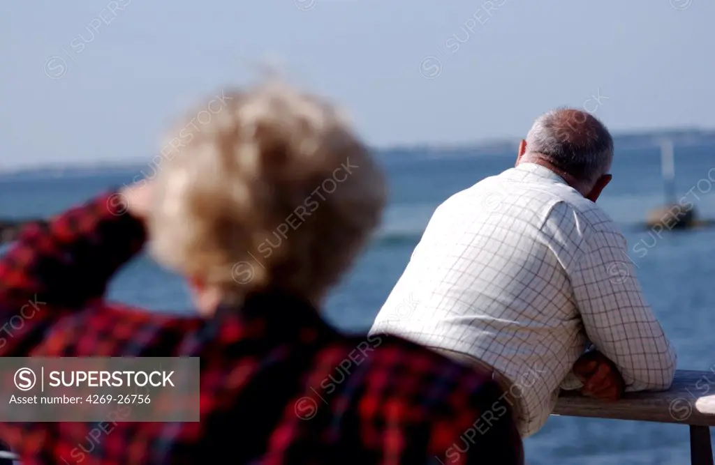 Couple. Couple of elderly persons on the seaside.