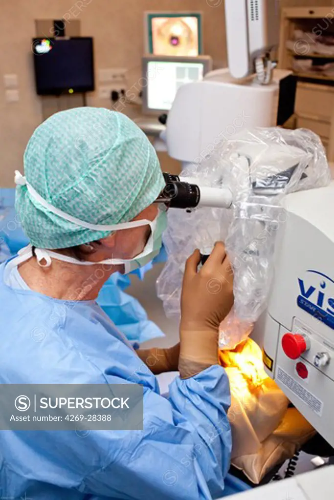 Laser surgery for myopia (short-sightedness). Centre François Xavier Michelet, Pellegrin hospital, Bordeaux, France.