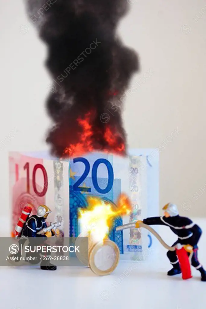 Money. Conceptual image on the devaluation of euro.