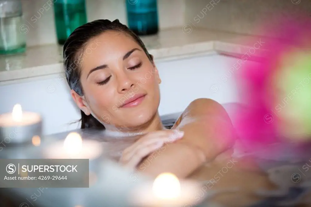 Woman in a bath.