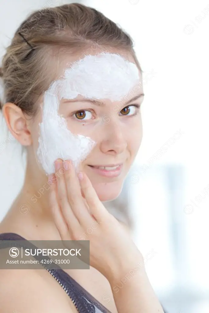 Woman. Woman with cosmetic beauty mask.