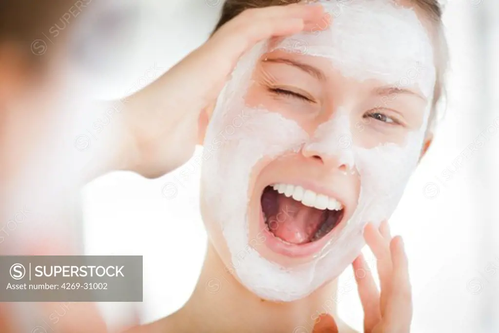 Woman. Woman with cosmetic beauty mask.