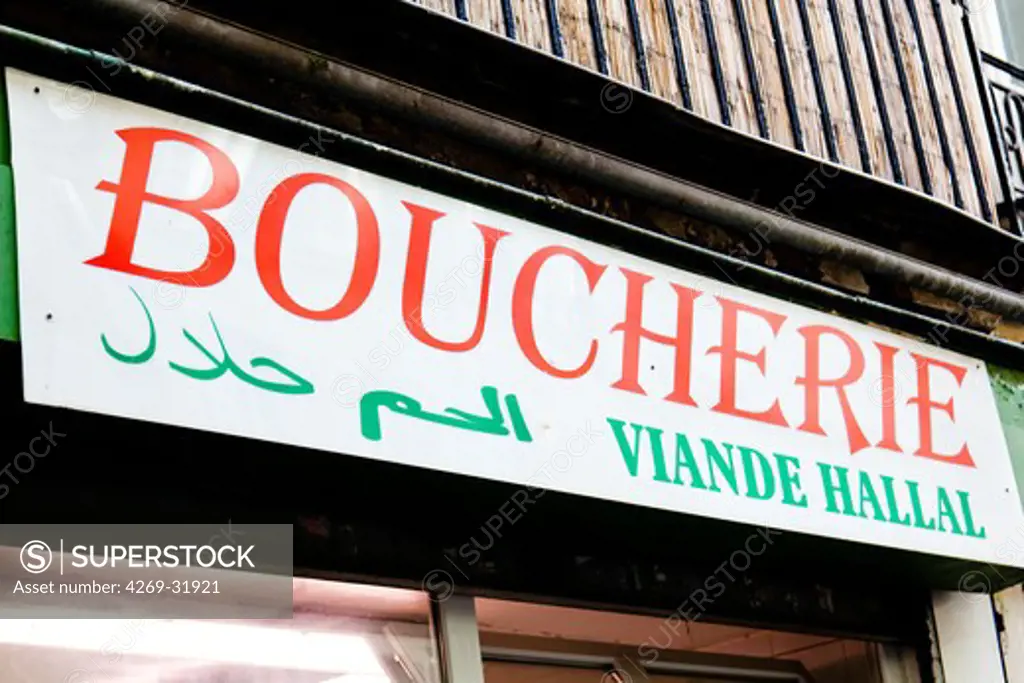 Halal butcher's shop.