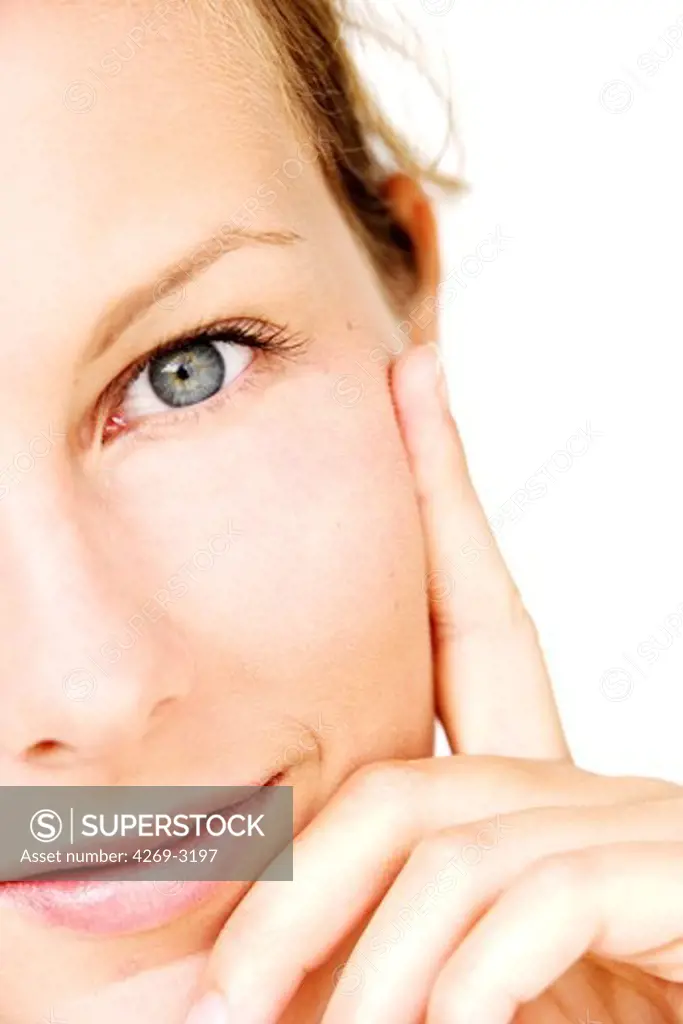 Close up of woman's face.