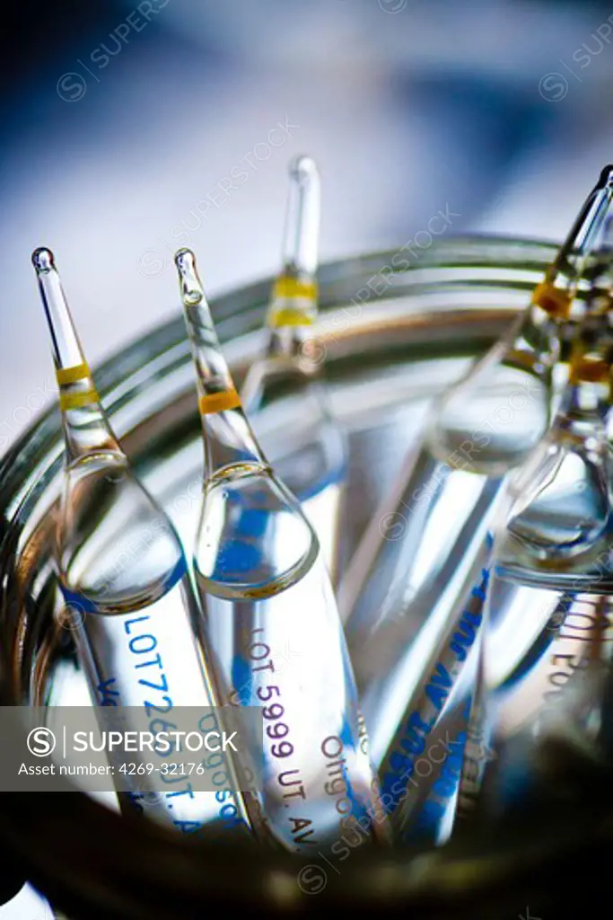 Glass ampoules of various trace elements.