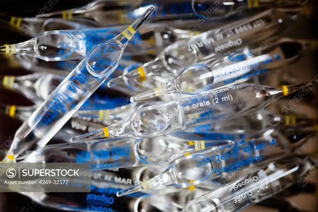 Glass ampoules of various trace elements.