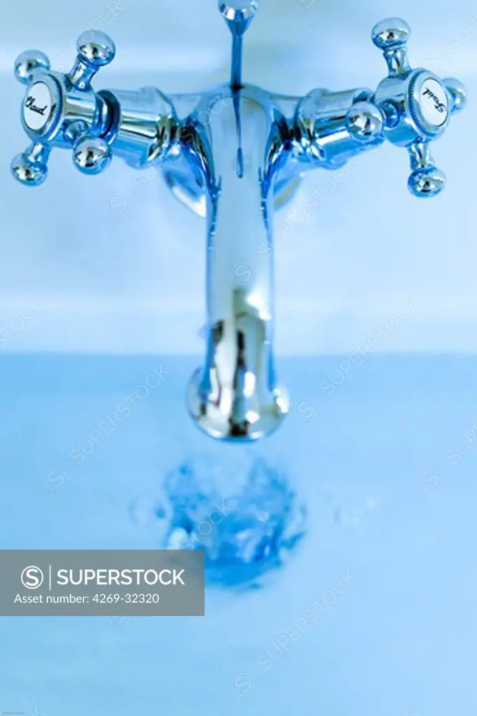 Water running from a tap.