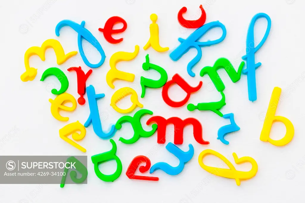 Alphabet pasta. Illustration on dyslexia.