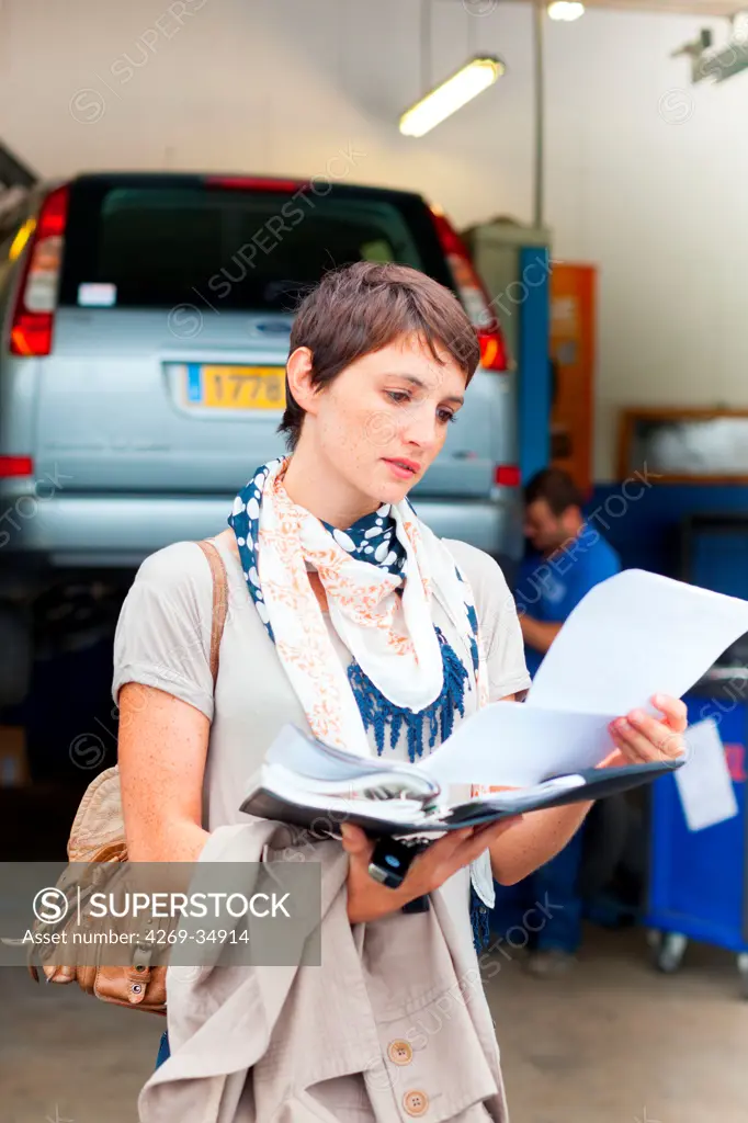 Woman in a garage