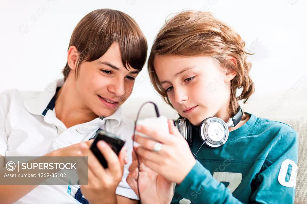 Teenagers using smartphone