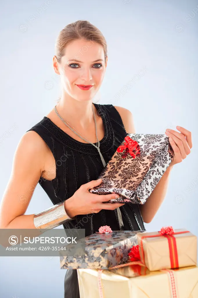 Woman recieving gifts