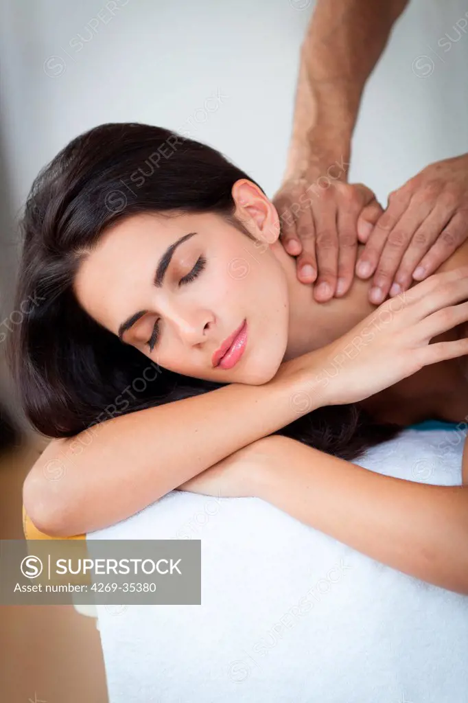 Woman receiving a back massage
