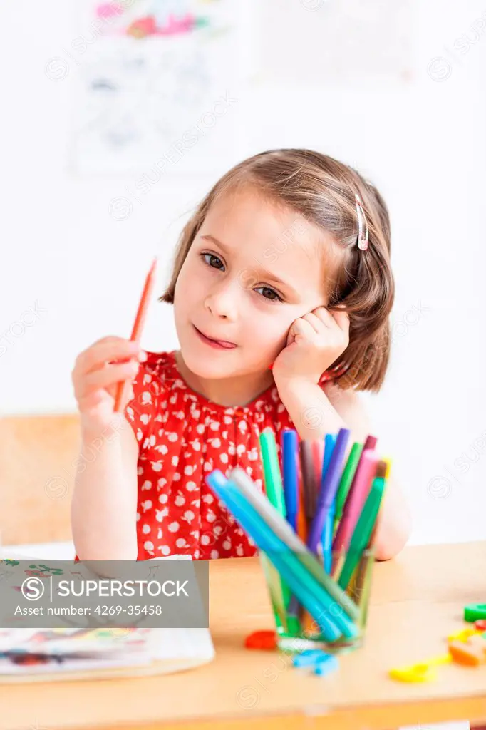 5 year old girl in a classroom