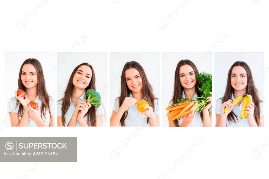 Illustration of eating five fruits and vegetables per day as recommended by the National Health and Nutrition Program (NHNP)