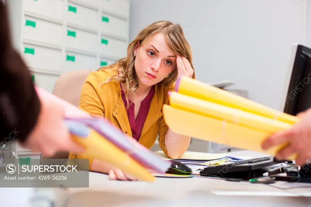 Stressed woman at work