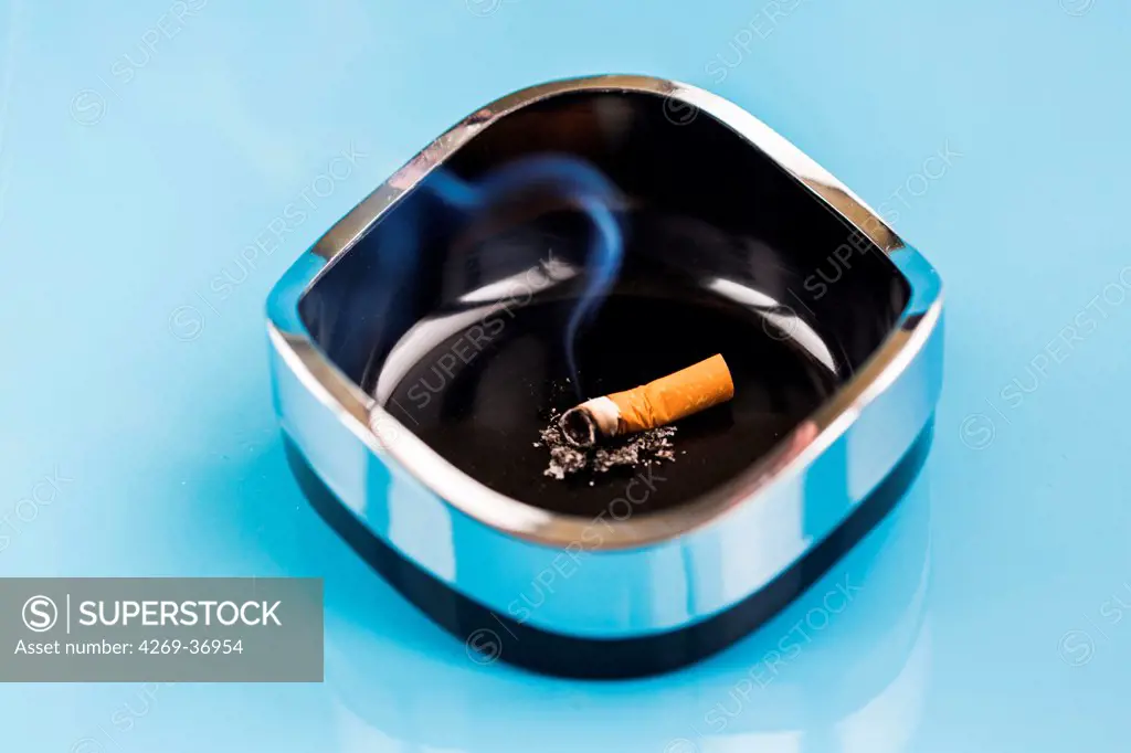 Tobacco, Cigarette stub in an ashtray.