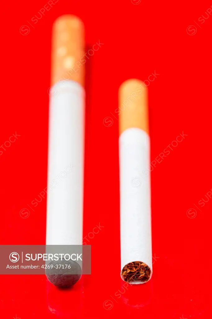 E-cigarette, Electronic cigarette and tobacco cigarette.